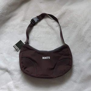 Roots | Brown Small Textured Nylon Shoulder Bag